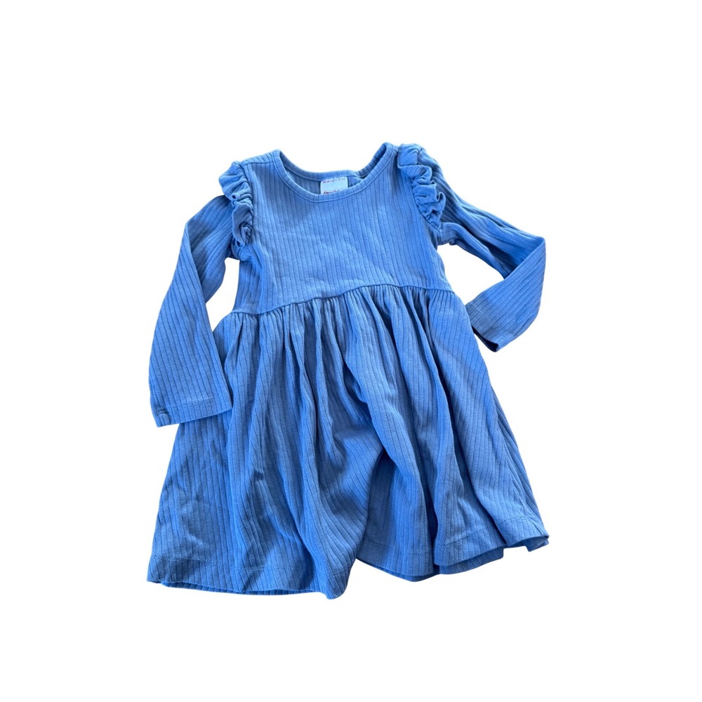 Hanna Andersson pale blue ribbed long‎ sleeve dress toddler